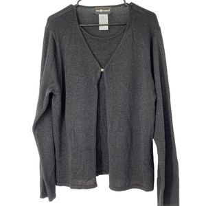 Womens Sag Harbor Size L Metallic Sparkle Bling bBack Fooler Sweater Top 5070